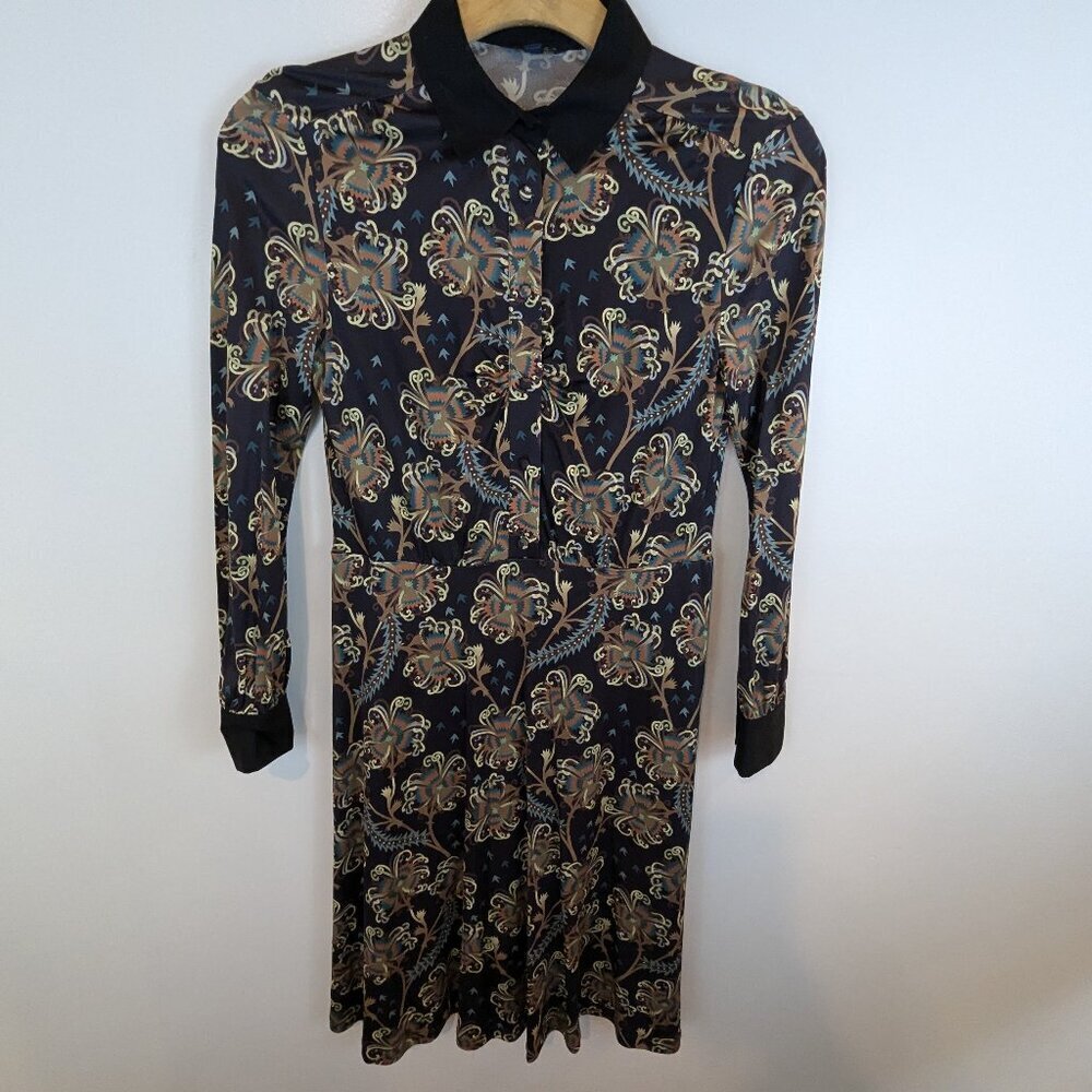 Brooks Brothers Blue/Brown Printed Dress, Sz M